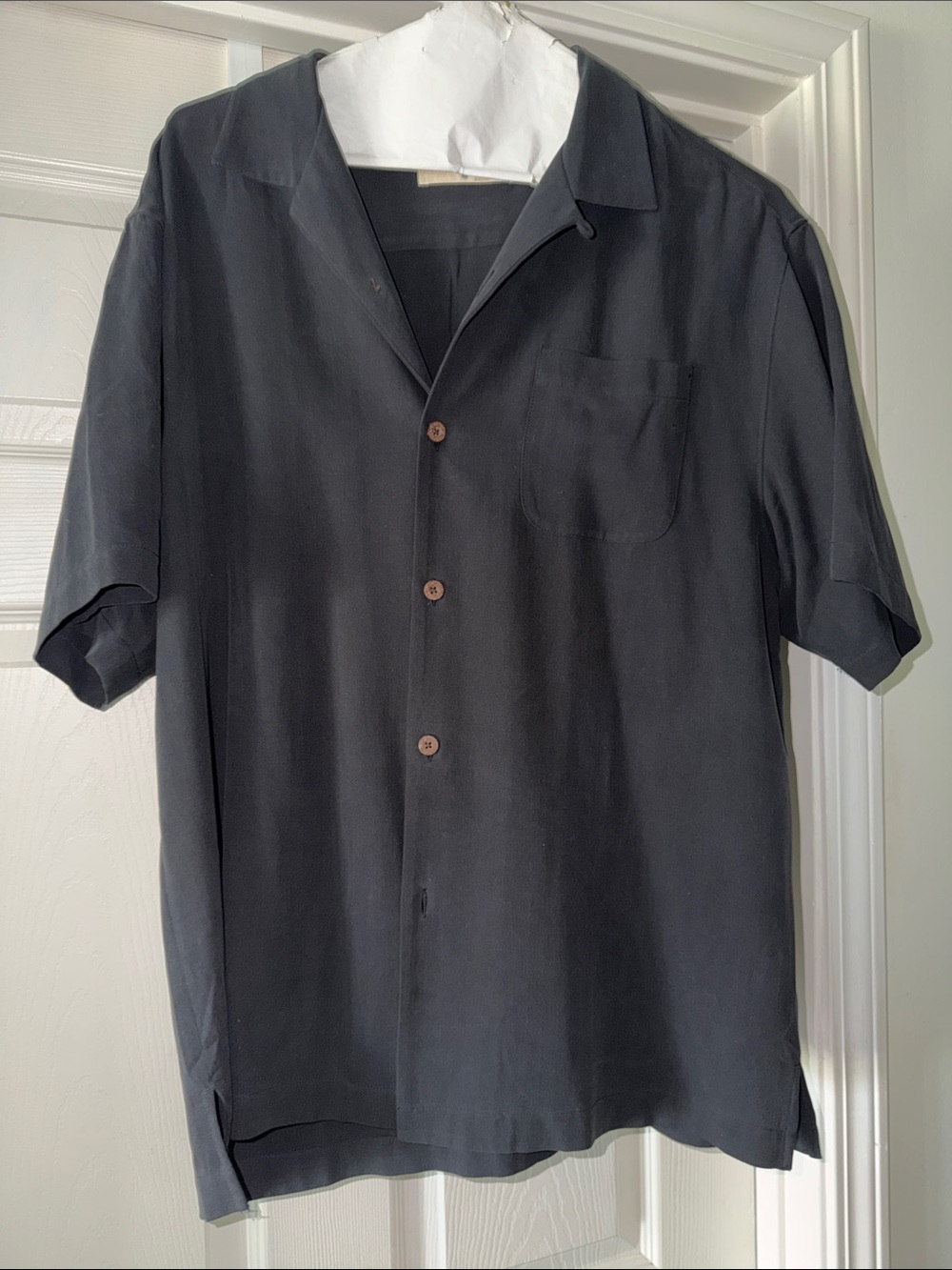 Tommy Bahama Men's Black Silk Short-Sleeve Button-Up Shirt